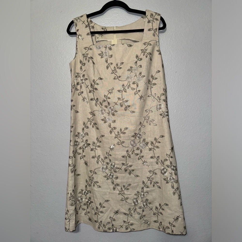 Handmade Floral Embroidered Stitched Sleeveless Dress, Size Large - Picture 2 of 5